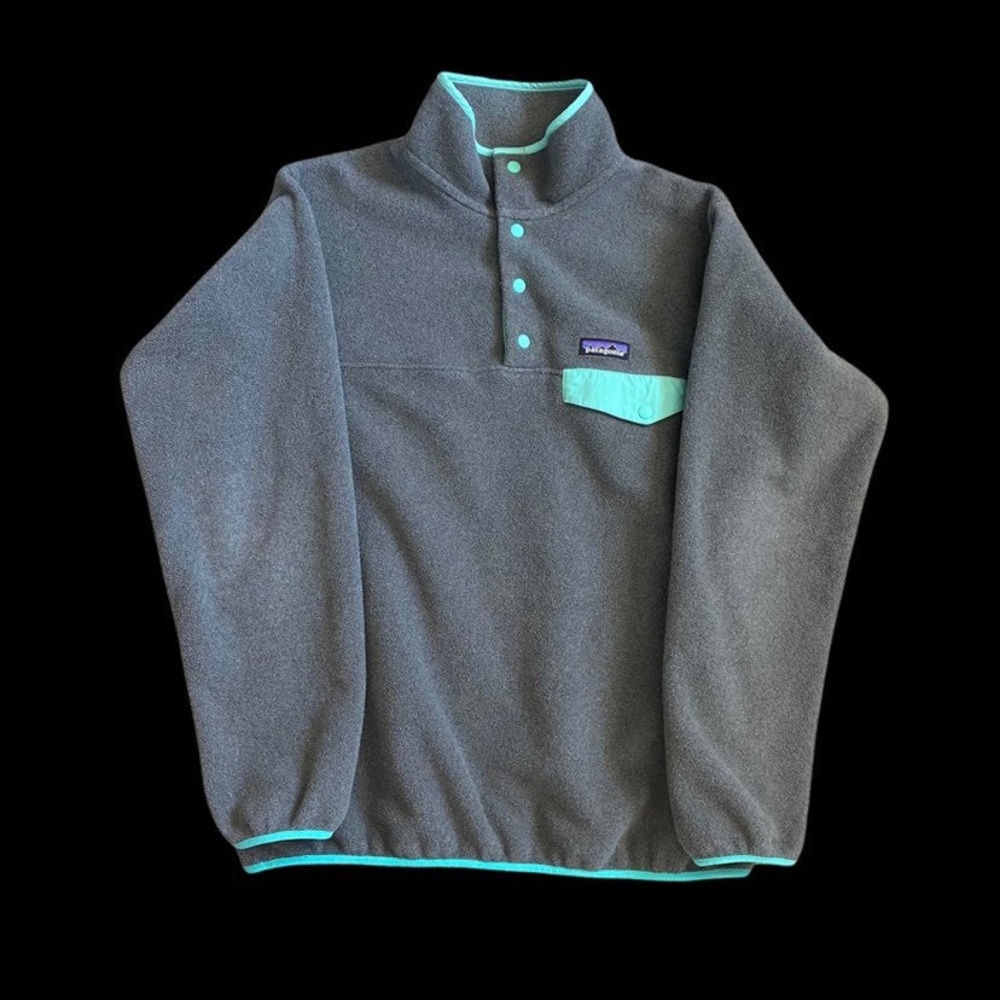 Patagonia Synchilla Lightweight Snap-T Pullover Jacket nickel teal turquoise L